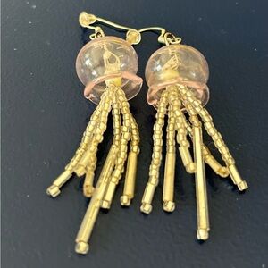 Hand strung pink and silver jellyfish dangle Earrings